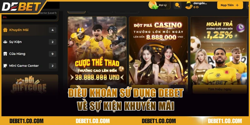 Điều khoản sử dụng DEBET về khuyến mãi